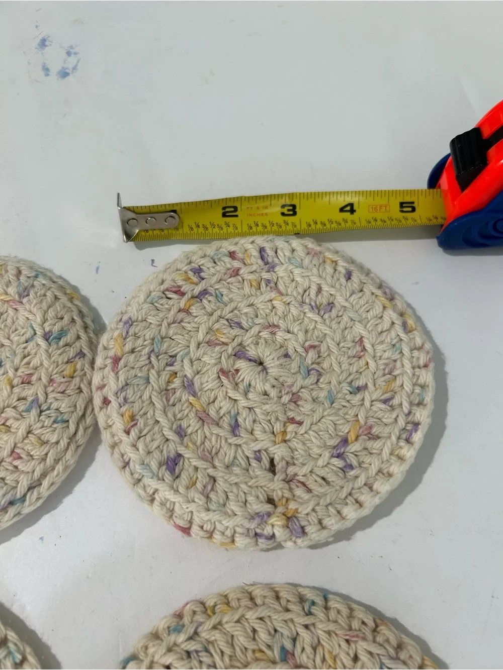Vintage Handmade Crochet Coaster Set Of 4 Ivory Cream  4.5 Inch Grannycore